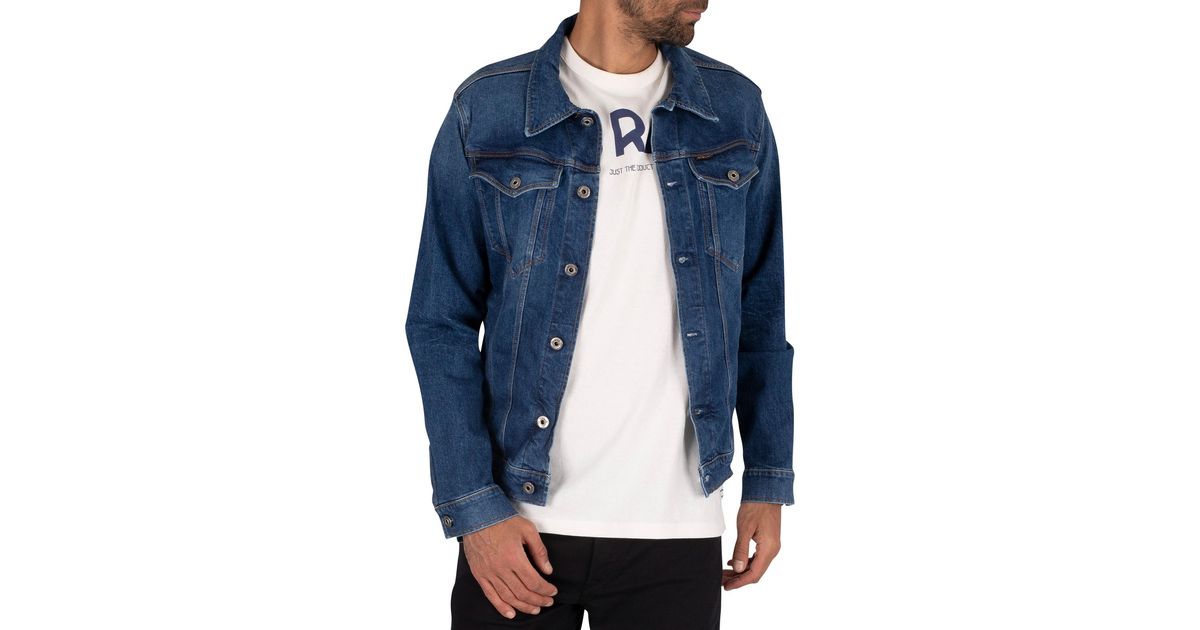 G-Star RAW 3301 Slim Denim Jacket in Faded Stone (Blue) for Men | Lyst