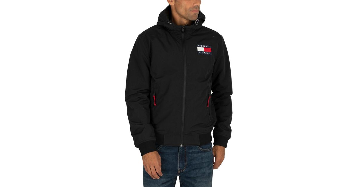 Tommy Hilfiger Synthetic Padded Nylon Jacket in Black for Men | Lyst