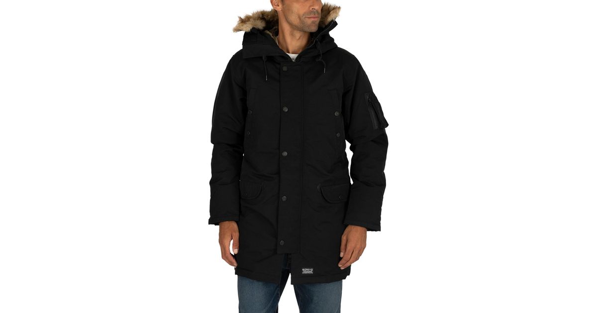 Levi's Fur Down Davidson Parka Jacket in Black for Men - Lyst