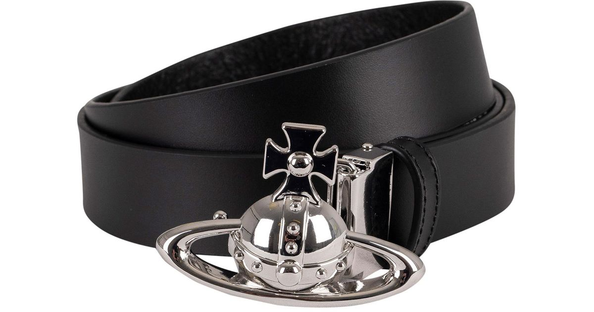 Vivienne Westwood Leather Orb Buckle Palladium Belt in Black for Men | Lyst