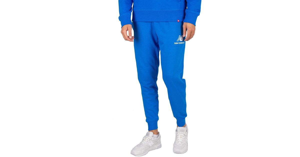 New Balance Fleece Essentials Stacked Logo Sweatpants in Blue for Men