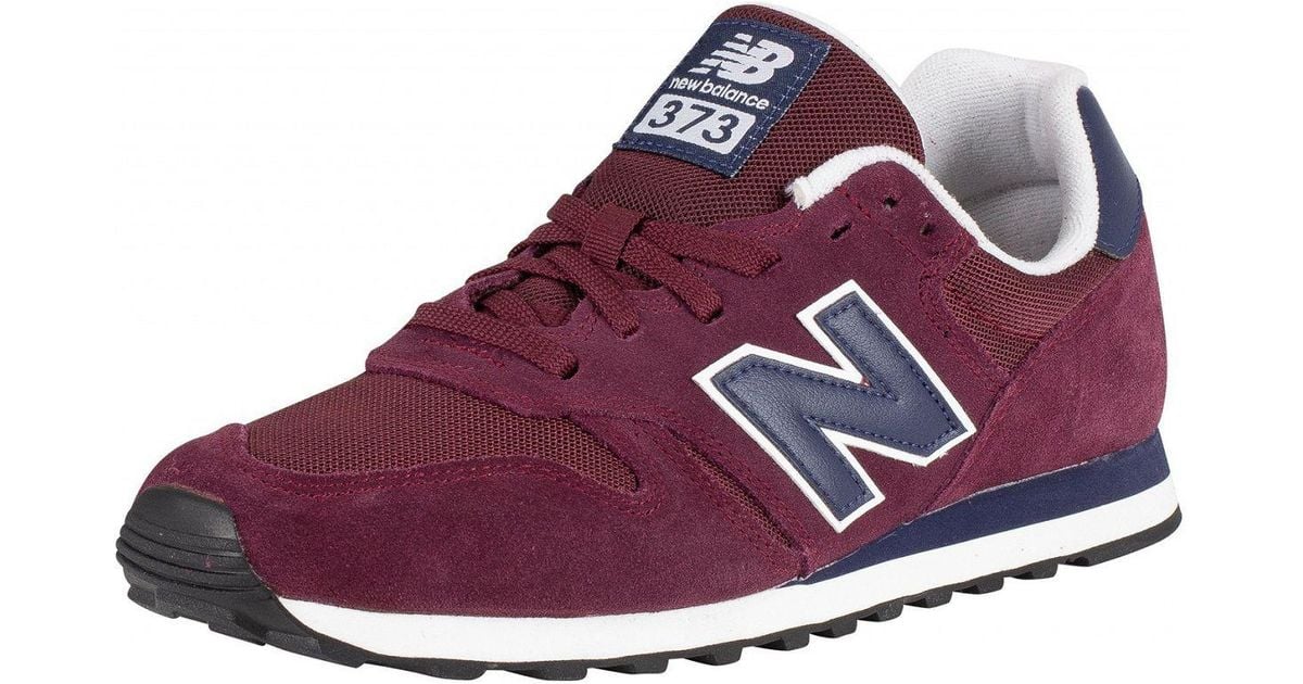 New Balance Burgundy/navy 373 Suede Trainers in Purple for Men Lyst