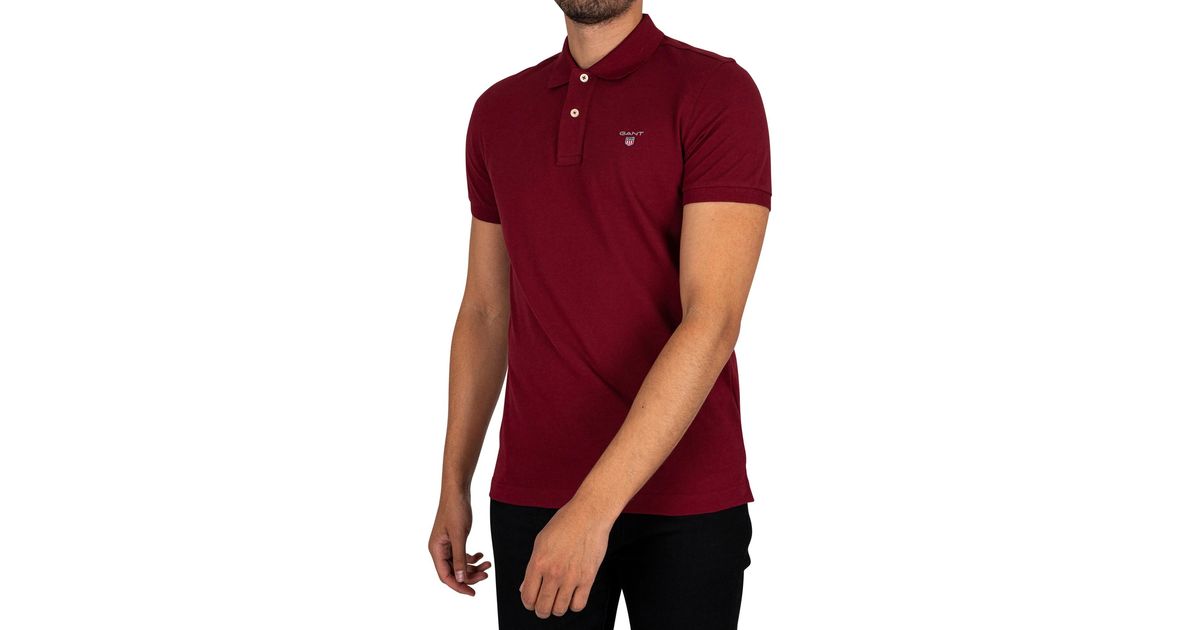 Mens T-shirts GANT T-shirts GANT Cotton The Original Pique Ss rugger Polo in Red for Men 