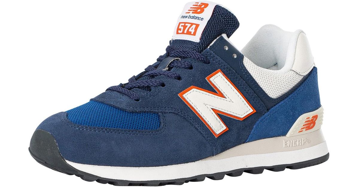 New Balance 574 Suede Trainers in Blue for Men | Lyst
