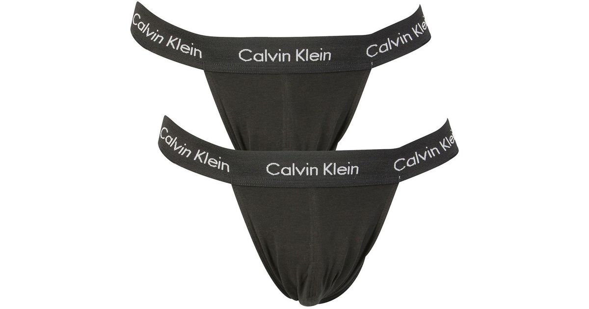 Calvin Klein 2 Pack Cotton Stretch Jockstrap in Black for Men Lyst