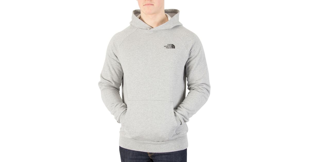 The North Face Light Grey Heather Raglan Red Box Pullover Hoodie In Gray For Men Lyst