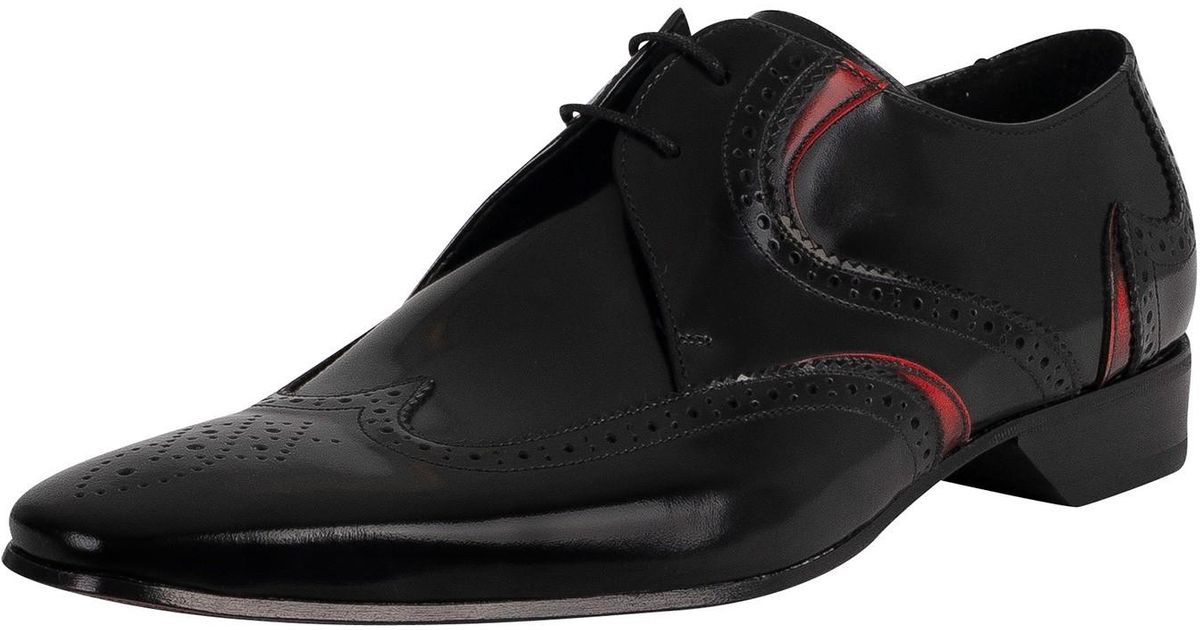 Noir Jeffery West pour des Hommes Chaussures en Cuir Brogue Derby