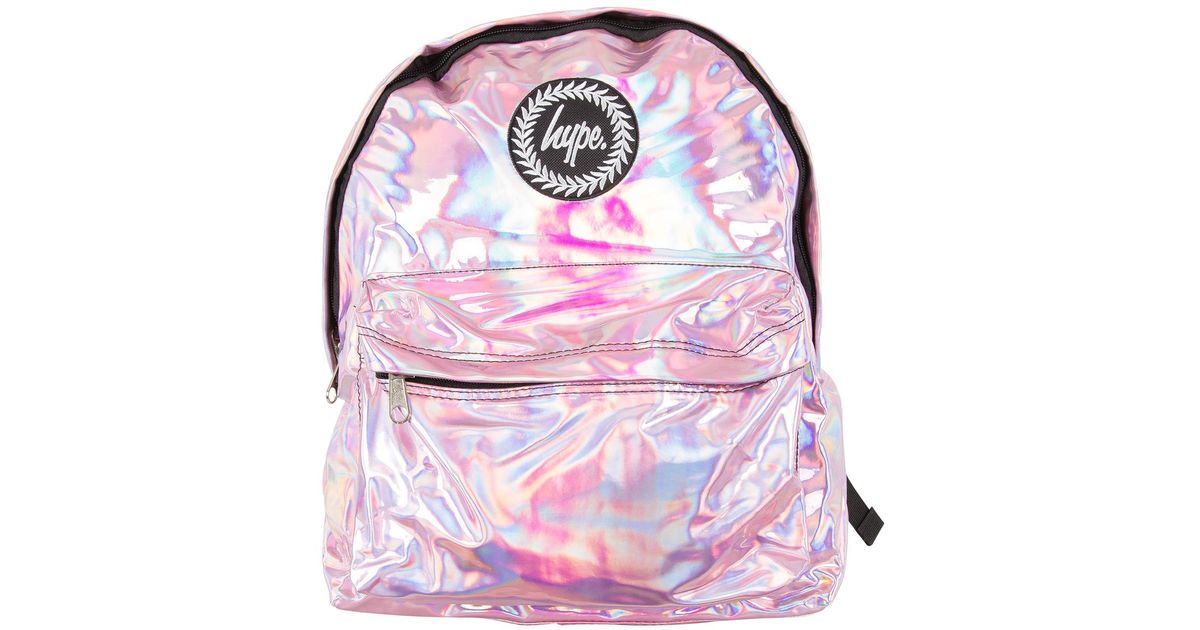hype pink holographic backpack