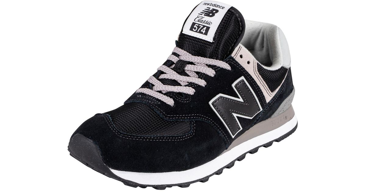 New Balance 574 Suede Trainers in Black for Men | Lyst