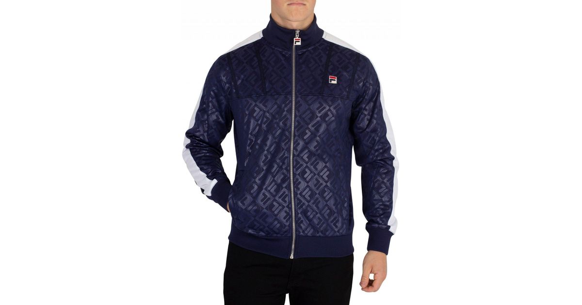 Fila Synthetic Peacoat/white Palmer Aop Funnel Track Top for Men - Lyst