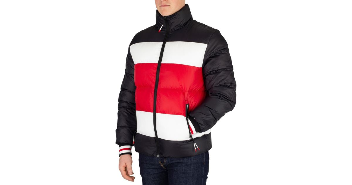 tommy hilfiger stripe quilted bomber