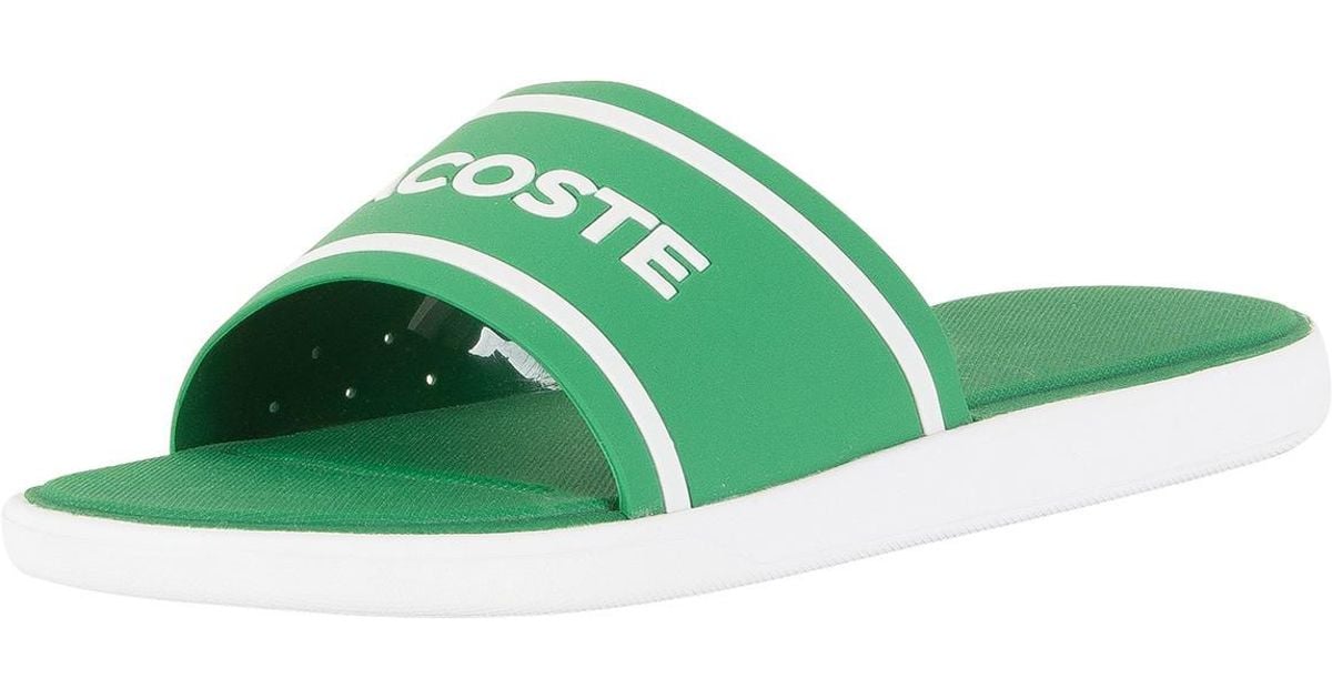 lacoste flip flops green
