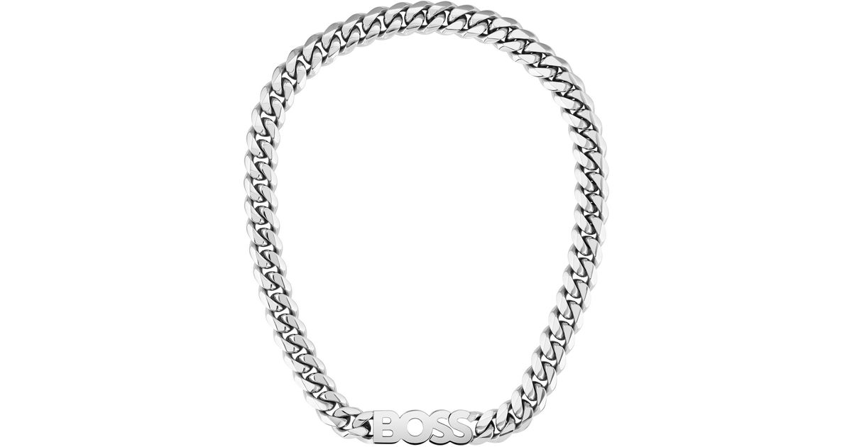 BOSS by HUGO BOSS Gold-tone Figaro-chain Necklace With Branded Link for Men  | Lyst Australia