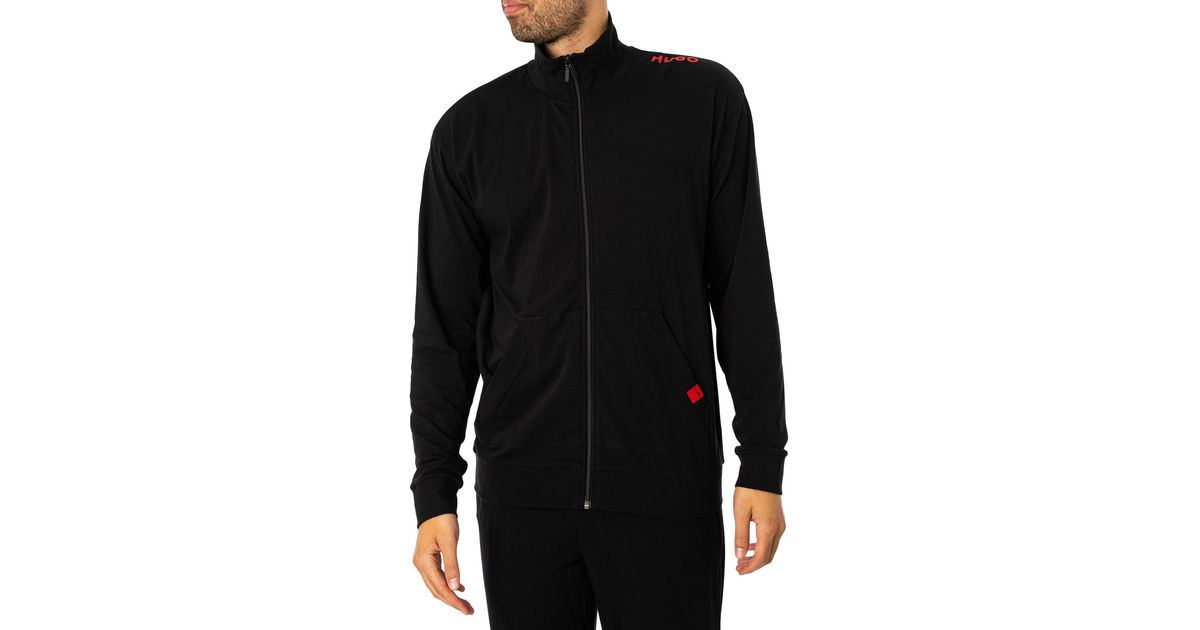 HUGO Labelled Lounge Jacket Zip in Black for Men Lyst UK