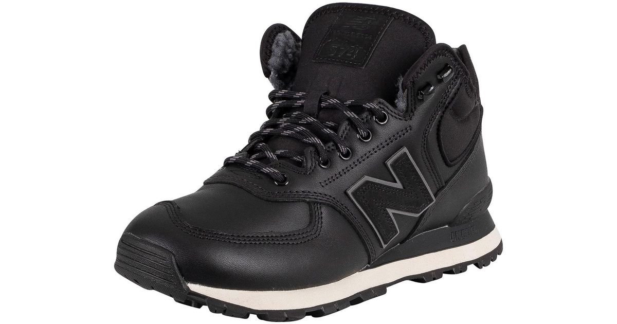 New Balance 574 Leather Trainer Boots in Black for Men | Lyst