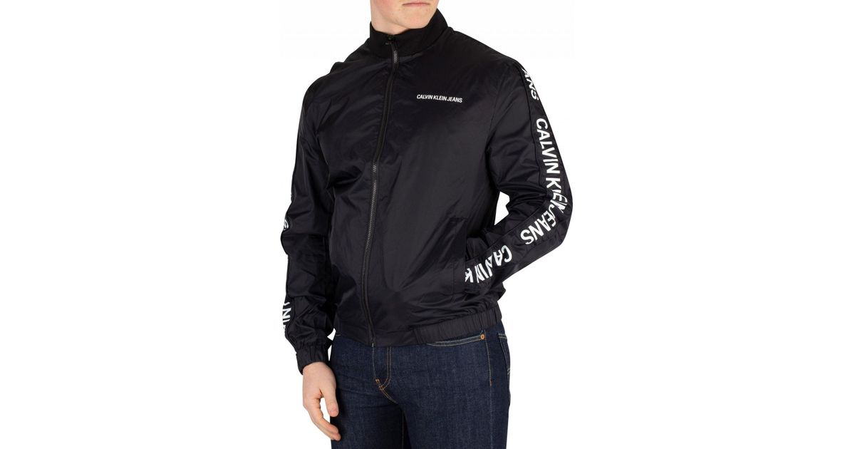 Calvin Klein Black Side Logo Truck Jacket for Men Lyst Australia