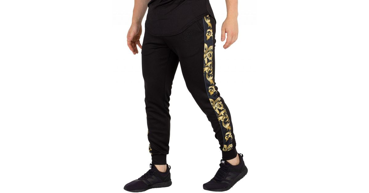SIKSILK Black/gold Venetian Taped Cropped Joggers for Men | Lyst