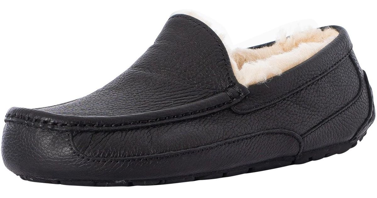 mens ugg ascot leather slippers on sale