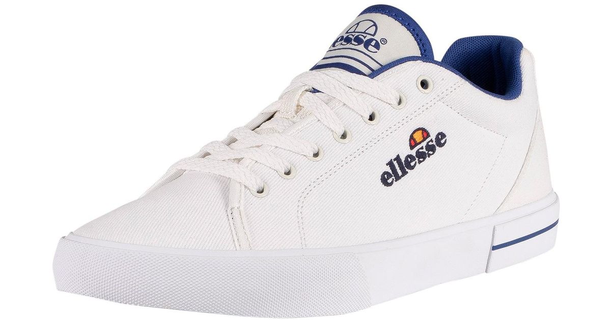 Ellesse Taggia Text Canvas Trainers in White for Men | Lyst