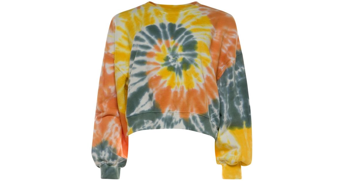 blue and yellow tie dye sweatshirt