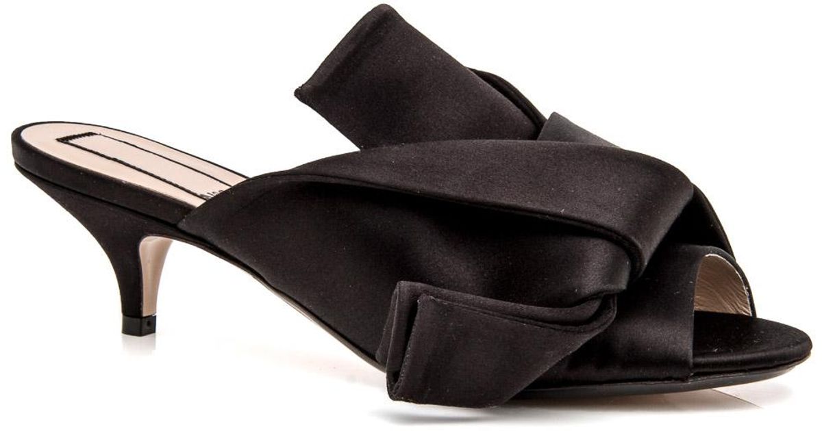 black flat mules with bow