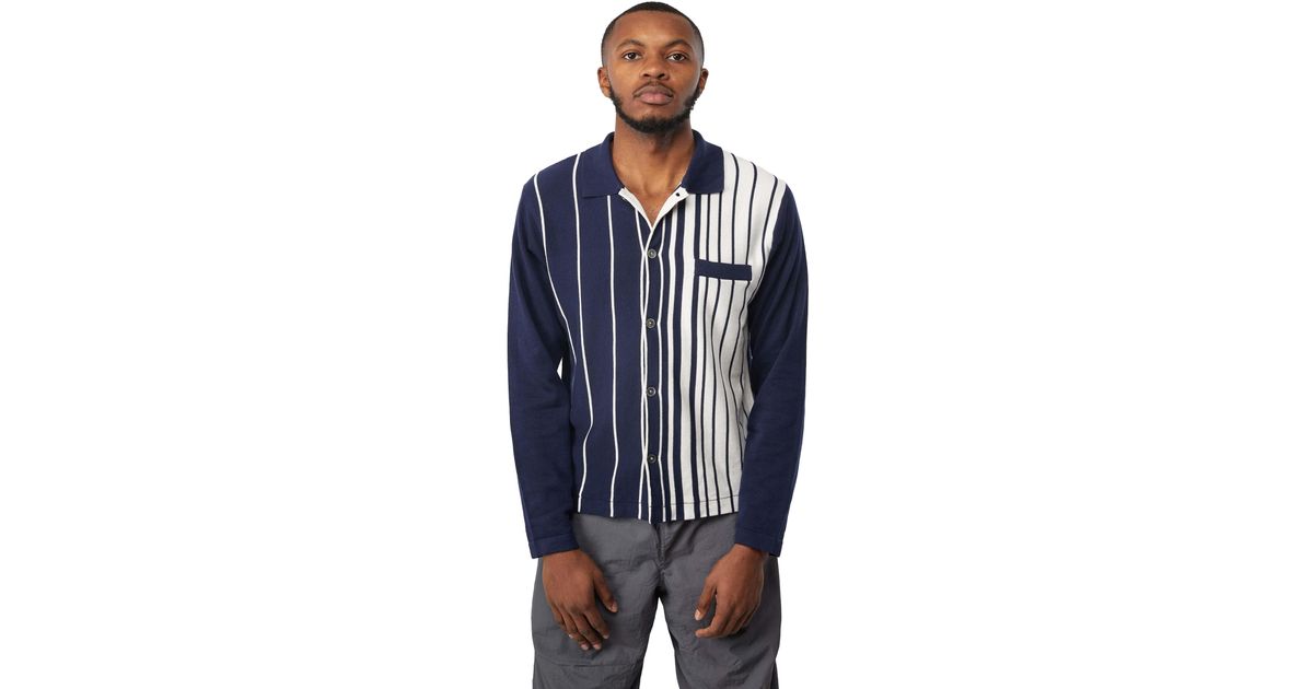 Stussy Cotton Striped Knit Shirt 'navy' in Blue for Men | Lyst