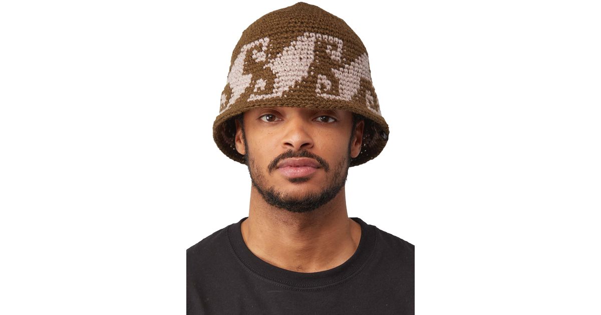 Stussy Synthetic Waves Knit Bucket Hat 'olive' for Men | Lyst