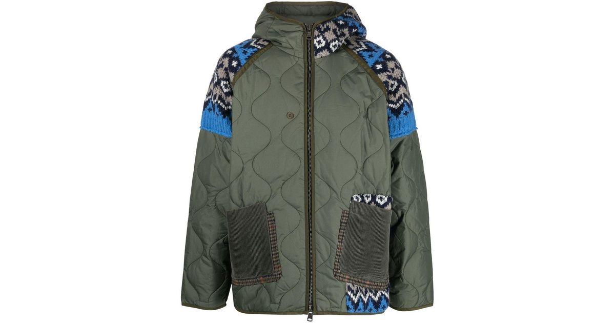 ANDERSSON BELL Wool Knitted-panel Quilted Jacket in Green for Men | Lyst