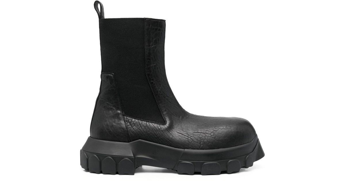 Rick Owens Chelsea Leather Boots in Black for Men | Lyst UK