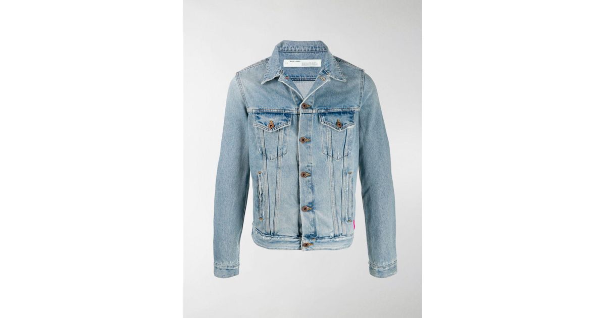 off white spray denim jacket