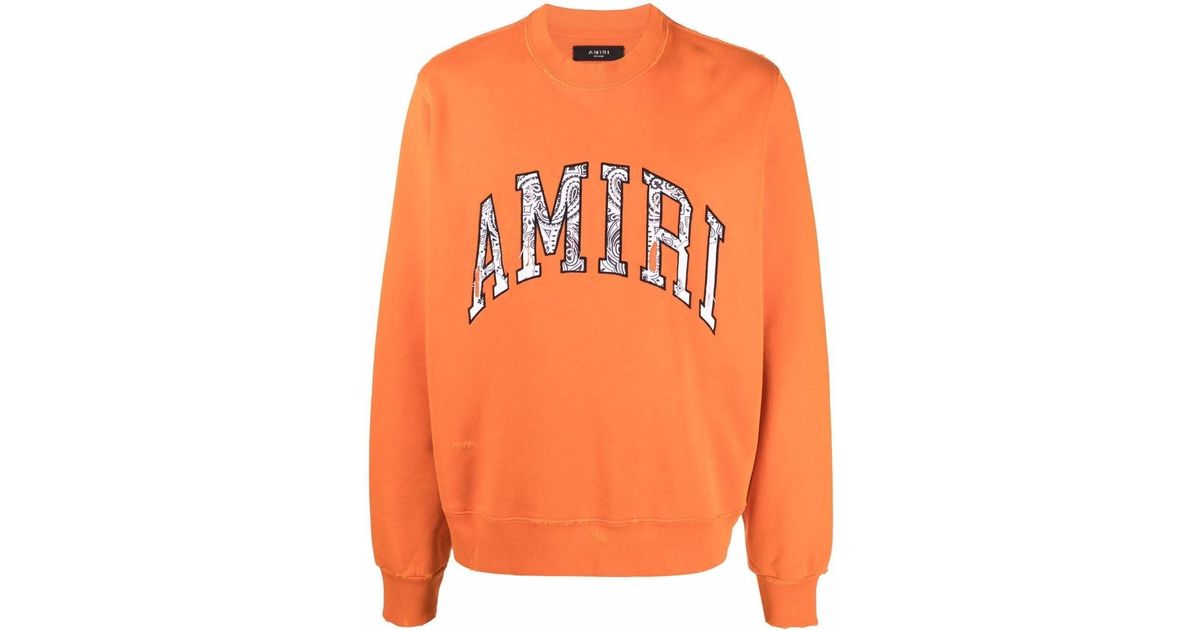 Amiri Cotton Bandana Appliqué Logo Hoodie in Orange for Men - Lyst