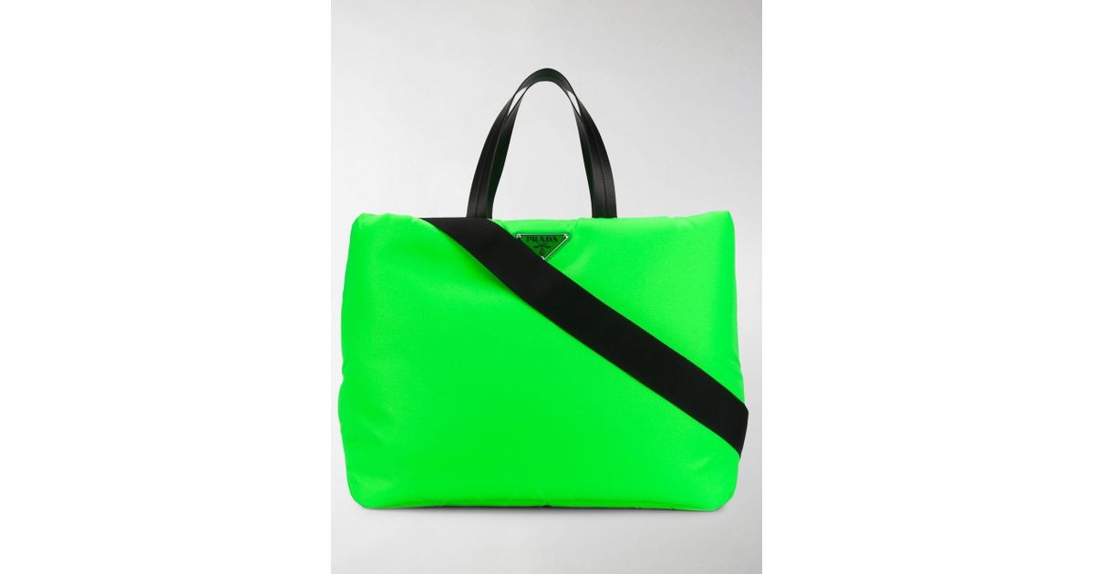 Prada Neon Green Padded Tote Bag Lyst