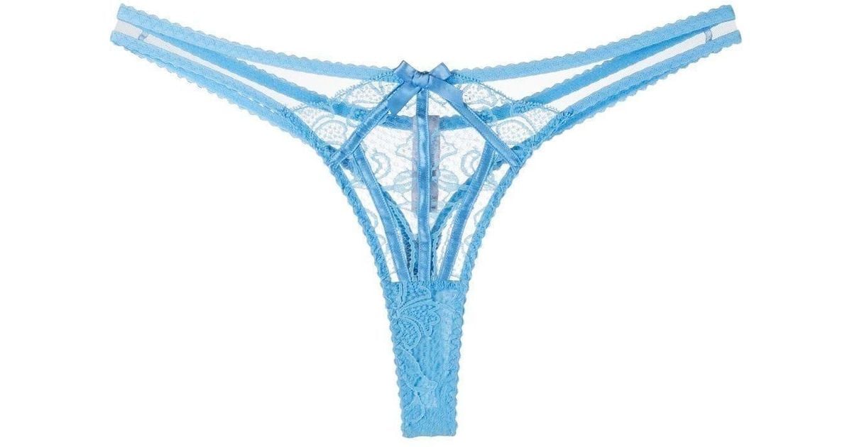 Agent Provocateur Lace Detail Sheer Thong In Blue Lyst