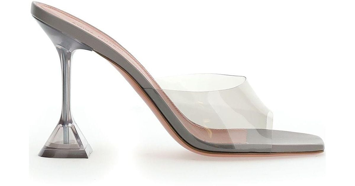 AMINA MUADDI Lupita Glass Sandals in Grey (Gray) - Lyst