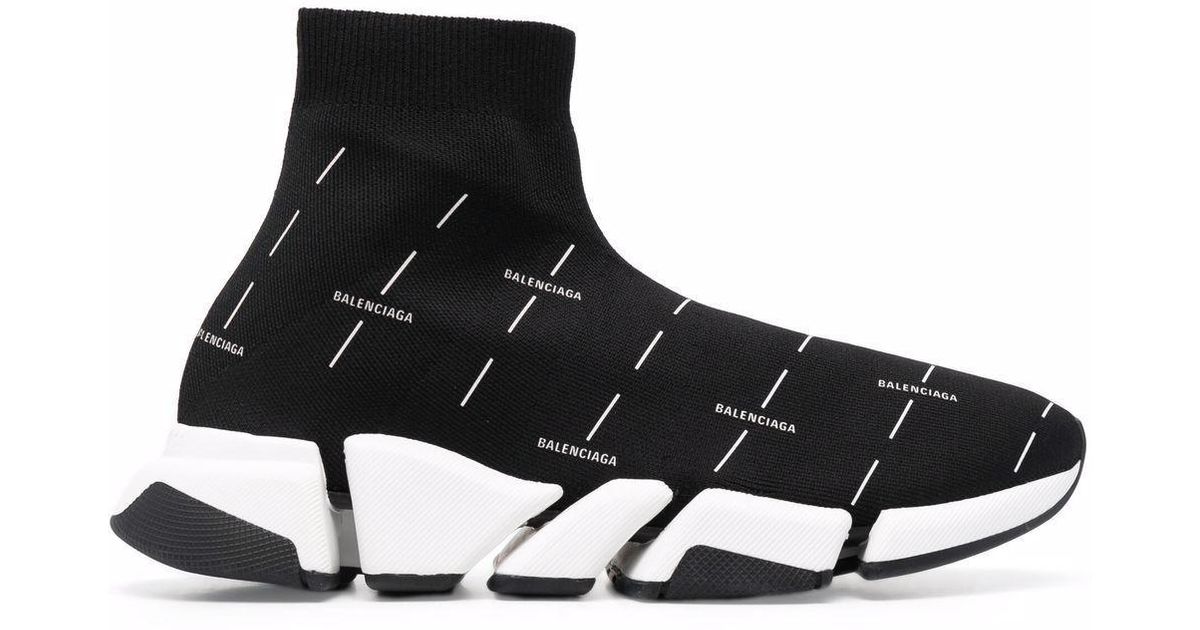 Balenciaga Linen Logo-print Speed 2.0 Light Recycled Sneakers in Black ...
