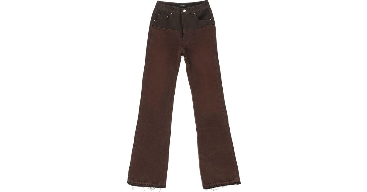 Amiri Denim Bootleg Jeans in Brown | Lyst UK