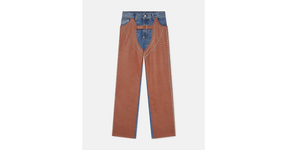 【24SS NEW】Stella McCartney / Chaps High-Rise ジーンズ Stella McCartney Altermat Denim Studded Chaps Baggy in