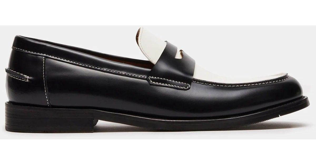 NATAN BLACK/WHITE LEATHER Steve Madden Natan Penny Loafer (Men) | Nordstrom main image 4