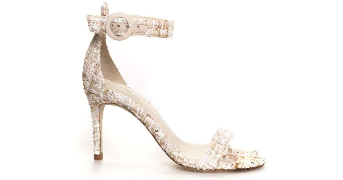 L'Agence Gisele Tweed Sandal in Natural Tweed (White) Lyst