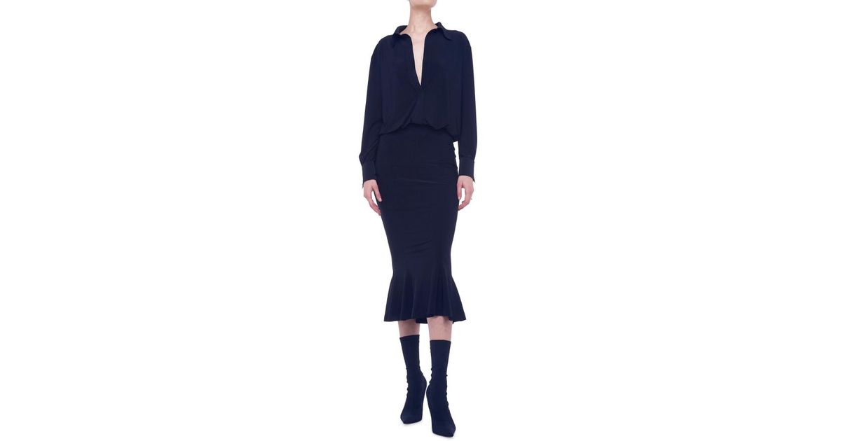 Norma Kamali Boyfriend Nk Shirt Fishtail Dress in Blue | Lyst UK