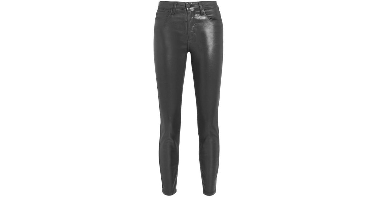 L'Agence Adelaide Skinny Leather Pants in Black (Grey) Lyst UK