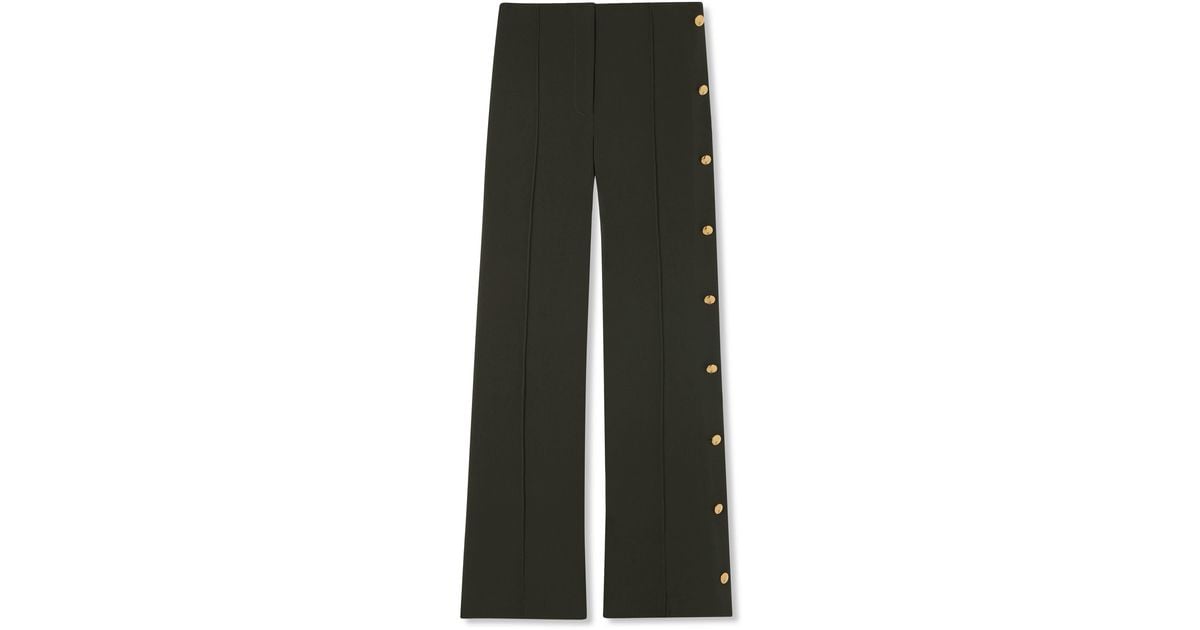St. John Stretch Crepe Side Button Pant in Green | Lyst