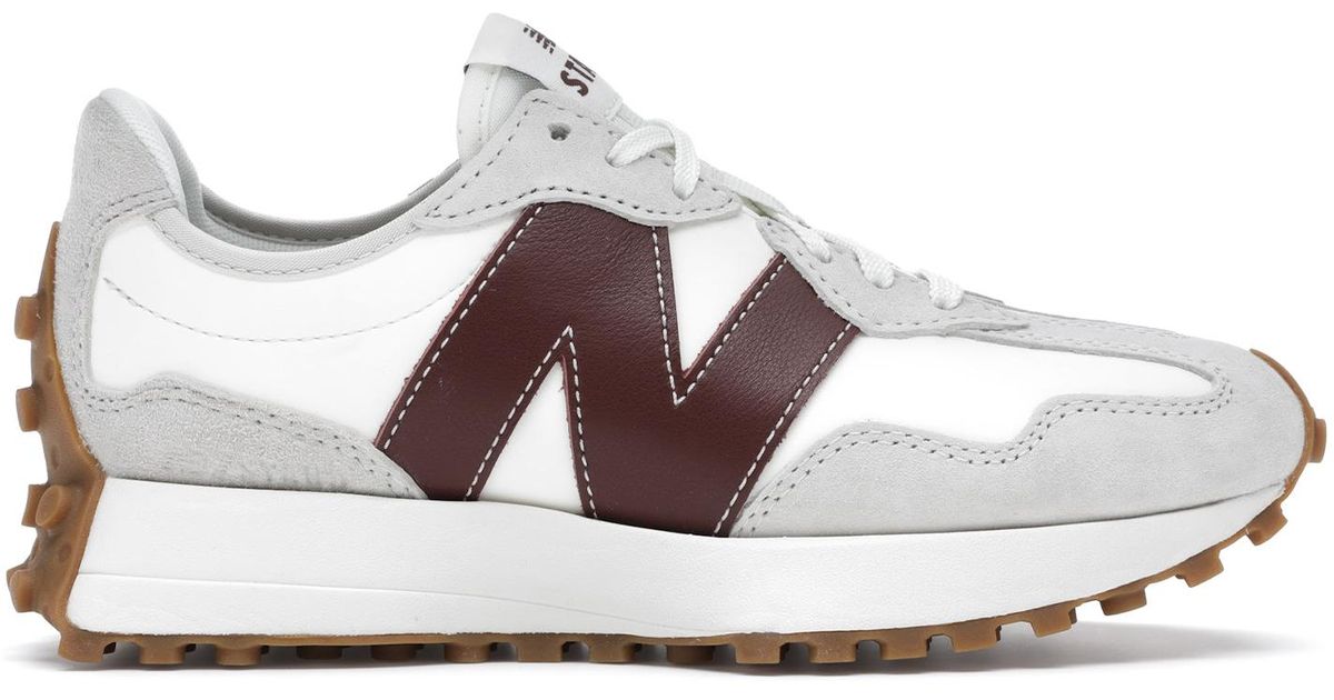 new balance burgundy 327 suede & mesh trainers
