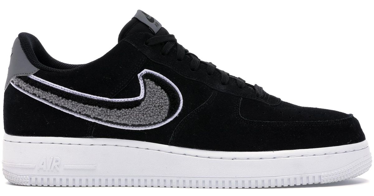 air force 1 low 3d chenille swoosh black cool grey