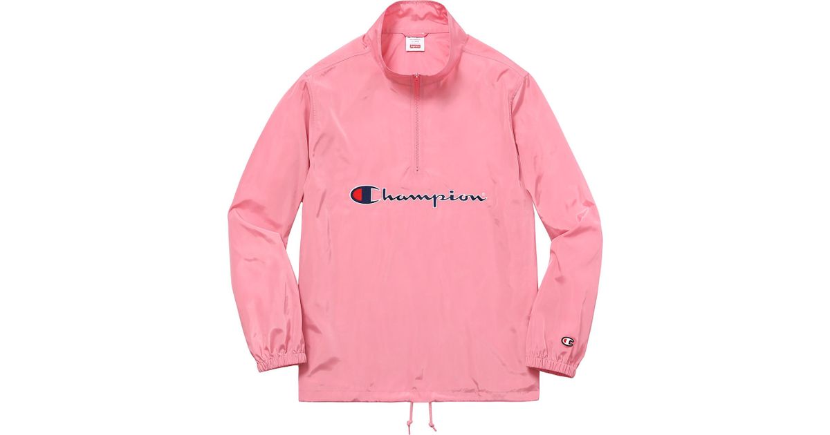 supreme champion hoodie pink