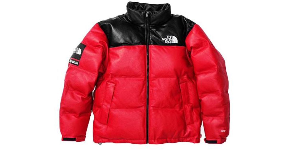 Supreme The North Face Leather Nuptse Jacket In Red For Men Lyst