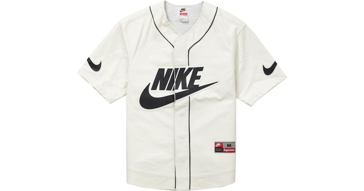 supreme nike leather baseball jersey white