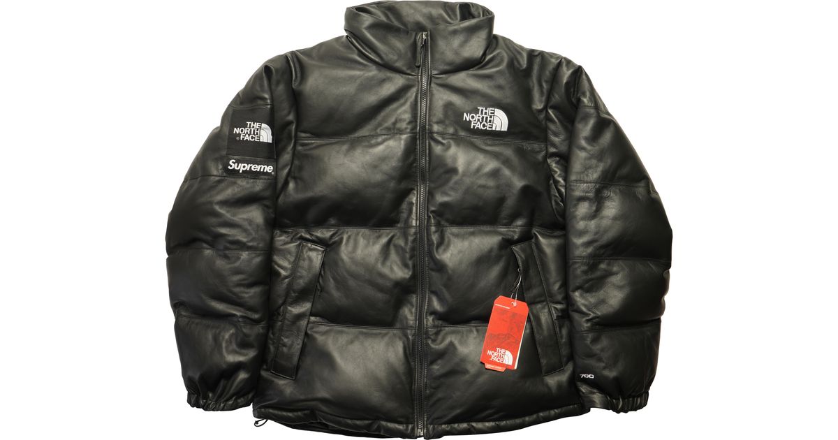 supreme the north face leather nuptse jacket yellow