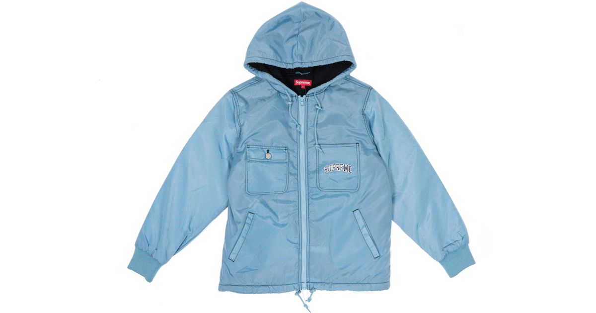 supreme sherpa lined nylon zip up jacket