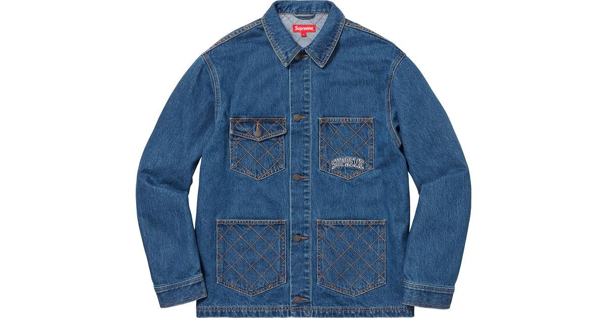 supreme diamond stitch denim chore coat